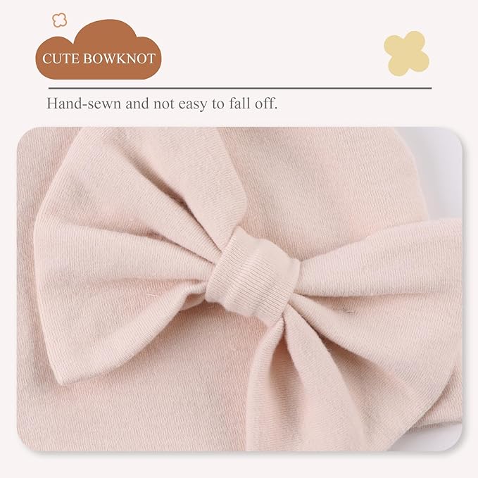 Bamery Newborn Baby Girl Hat Cotton Baby Bow Beanie Preemie Hats Spring Infant Hats for Girls 0-12 Months