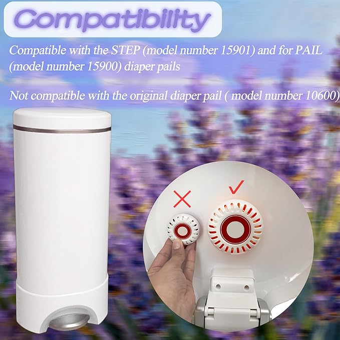 NewKe 14 Pcs Lavender Scent Baking Soda Refills for Puck Baking Soda Cartridge, Diaper Pail Deodorizer Replacement Odor Eliminator Compatible with Munchkin Step and Pall Diaper Pails