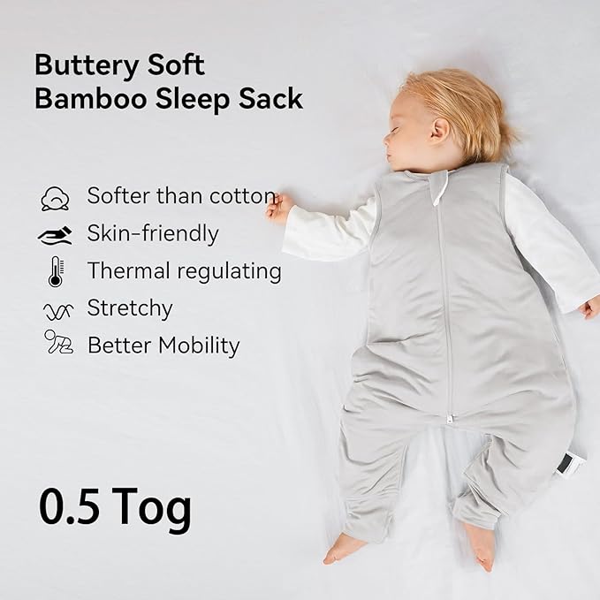 BubblePanda Rayon Made from Bamboo Toddler Sleep Sack with Feet 12-24 Months 0.5 Tog Ultra Soft Toddler Sleeping Sack 1t-2t Baby Sleep Bag Walker Wearable Blanket with Legs 2-Way Zipper Lightweight