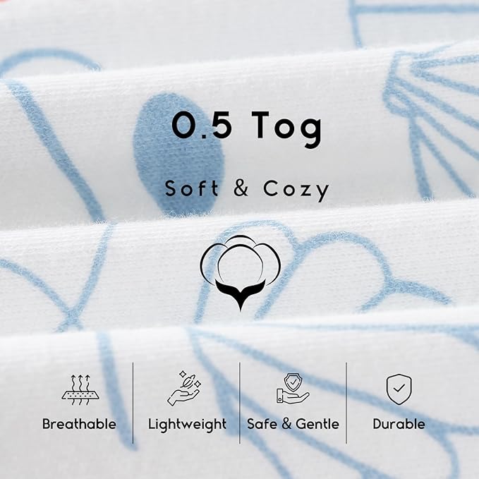 Yoofoss Baby Sleep Sack 0-6 Months 0.5 Tog Wearable Blanket for Baby, 3 Pack 100% Organic Cotton Infant Toddler Sleeping Sack 2-Way Zipper Lightweight Sleep Sack