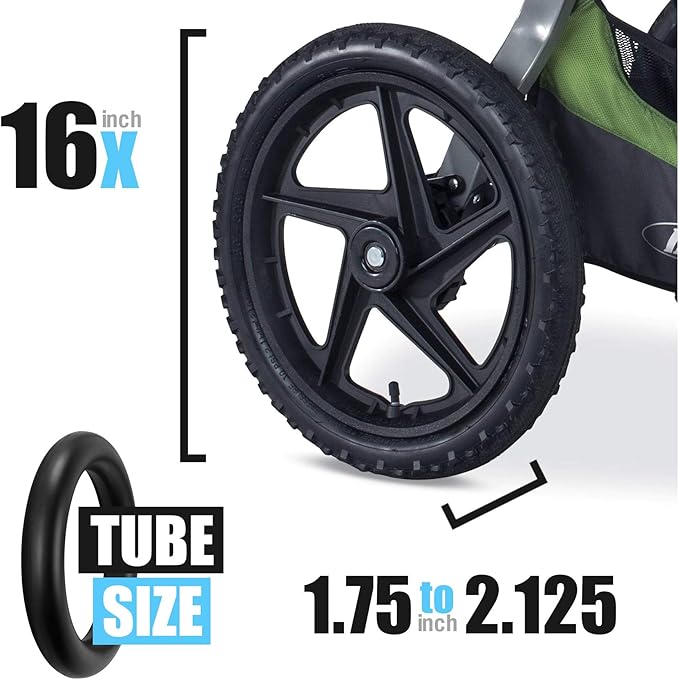 BOB Stroller Tire Tube Replacement 16"x1.75" Rear Inner Tube for Wayfinder, Alterrain, Revolution Flex/Pro/SE, Strides, Ironman & Duallie Joggers – Durable, Easy to Install & Leak-Resistant