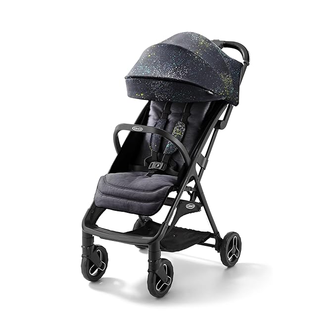 Graco Ready2Jet Compact Stroller – Overhead Friendly Compact Travel Stroller with Automatic Fold, Splatter Art