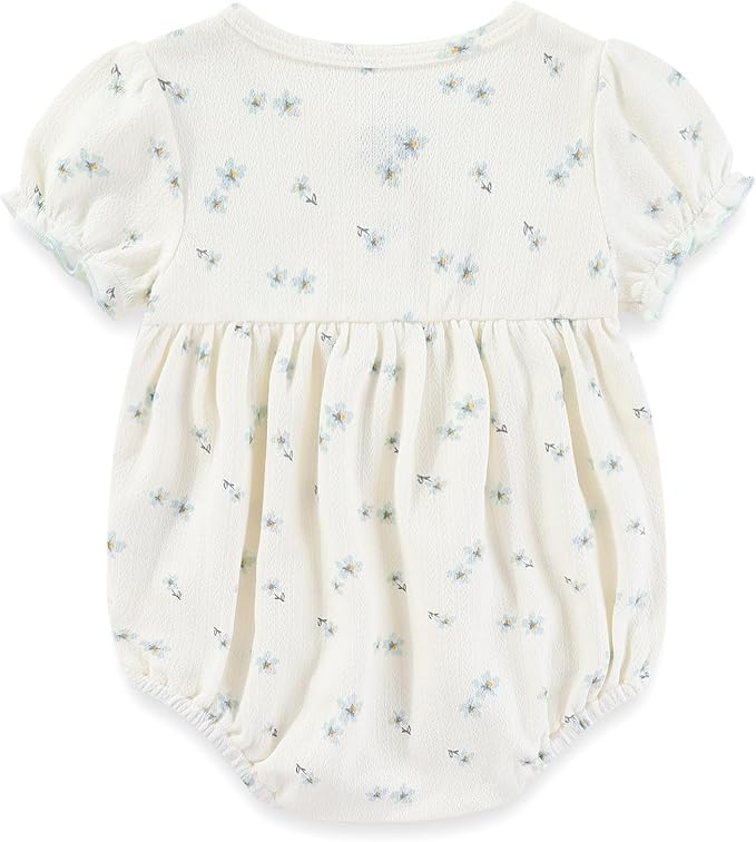 Newborn Baby Girl Clothes Cotton Bubble Romper Floral Short Sleeve Bodysuit 3 Pack