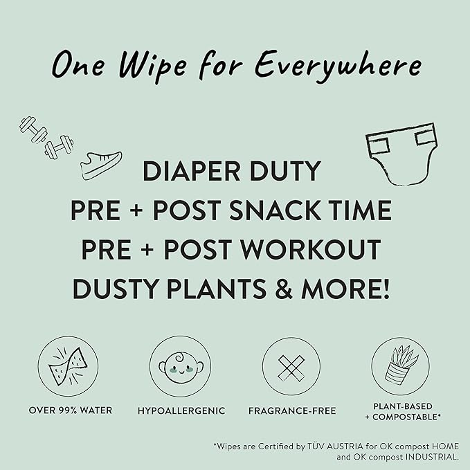 The Honest Company Clean Conscious Multi-Use Wipes, Unscented Hypoallergenic Baby Wipes for Sensitive Skin, 99% Water Plant-Based Compostable Wipes, Geo Mood, 288 Count