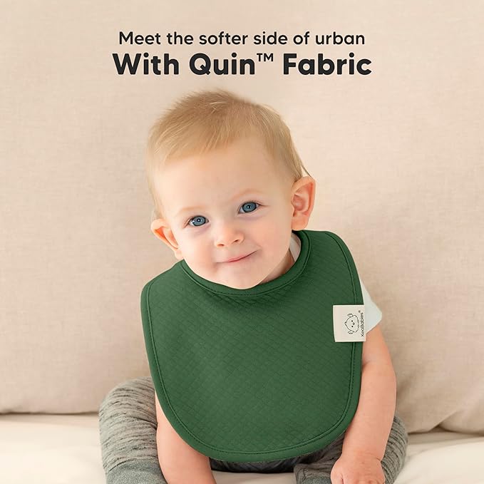 8-Pack Organic Baby Bibs for Girls, Boys - Quilted Cotton Cloth Baby Drool Bibs for Drooling and Teething Toddler, Newborn, Infant, Soft & Super Absorbent (Hunter)