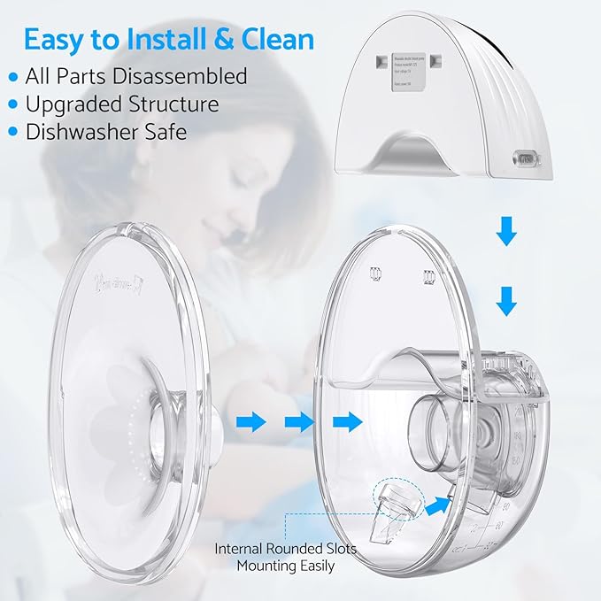LAMSUET Electric Hands-Free Breast Pump, Strong Suction Wearable Breast Pump with 4 Modes & 12 Levels (White, 1 Pack)