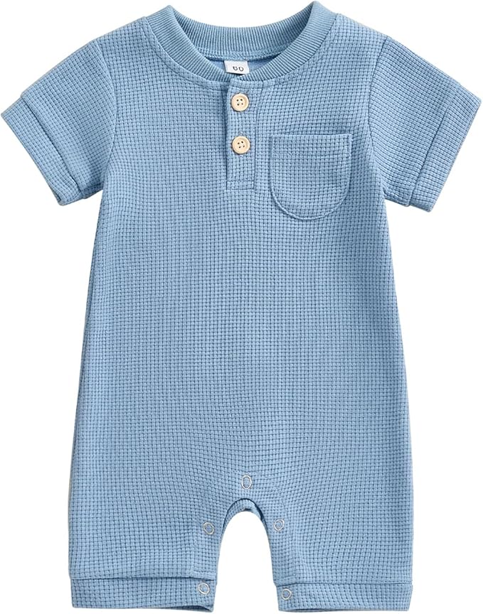 Kuriozud Newborn Infant Unisex Baby Boy Girl Clothes Button Romper Jumpsuit Basic One Piece Outfits