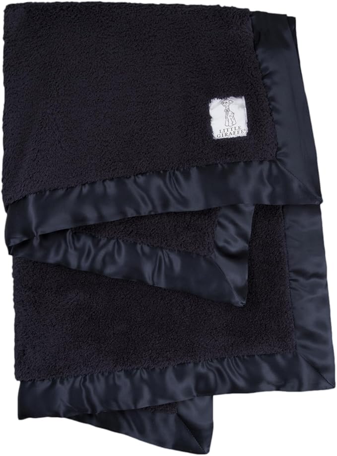 Little Giraffe Chenille Baby Blanket – 29x35” Soft Chenille with Satin Trim, Midnight | Ultra-Soft, Gentle & Safe, Lightweight & Breathable for Newborns & Toddlers