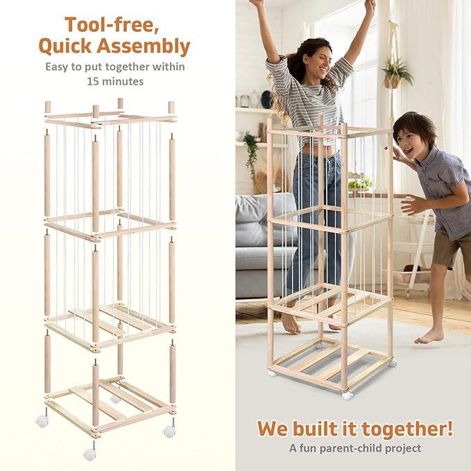 Stuffed Animal Storage with Tiny Toys Tray, Wood Stuffed Animal Zoo Storage with Brake Wheels, Space-Saving Plushie Playhouse for Nursery, Playroom, Kids Bedroom- Easy Assembly