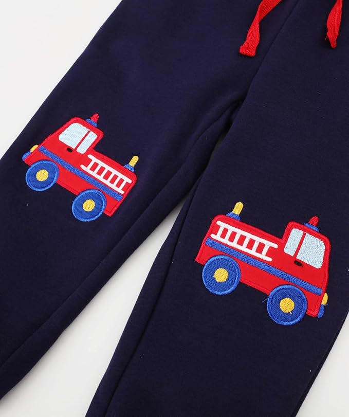 LOKTARC 2 Pack Boys Drawstring Sweatpants Cute Pattern Cotton Sport Jogger Pants