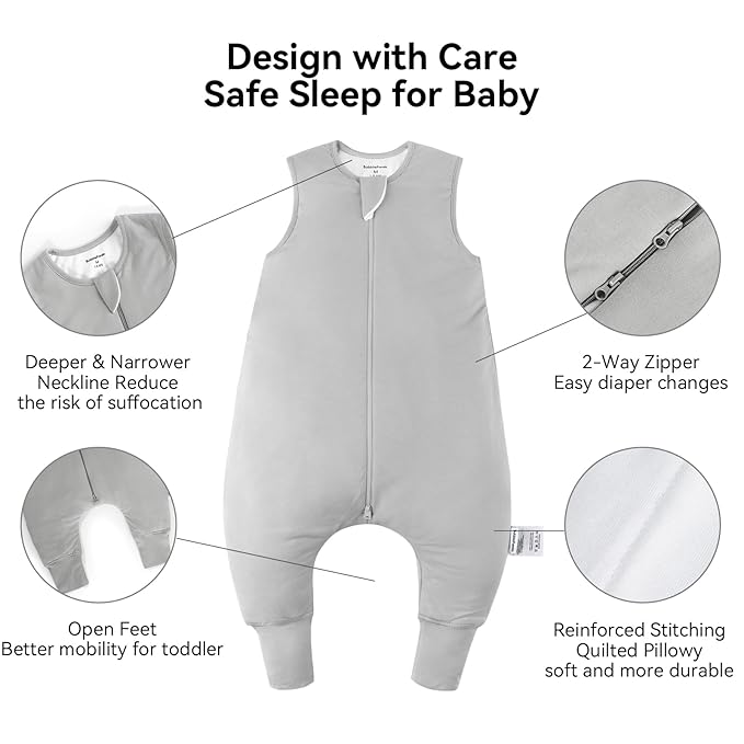 Rayon Made from Bamboo Toddler Sleep Sack with Feet 24-36 Months 1.0 Tog Ultra Soft Toddler Sleeping Sack 2t-3t Sleep Bag Walker Quilted Wearable Blanket with Legs 2-Way Zipper Lightweight