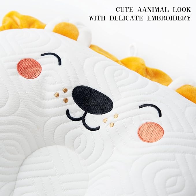 Reidio Adjustable Toddler Pillow Soft and Breathable Ergonomic Design Small Pillow Washable (Tiger)