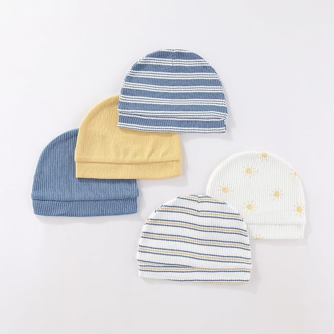 Fashion Baby Boy Girl Clothing Set Cotton Soft 3-Piece Long Sleeve Button Rompers 5-Pack Hats&Gloves Infant Clothes