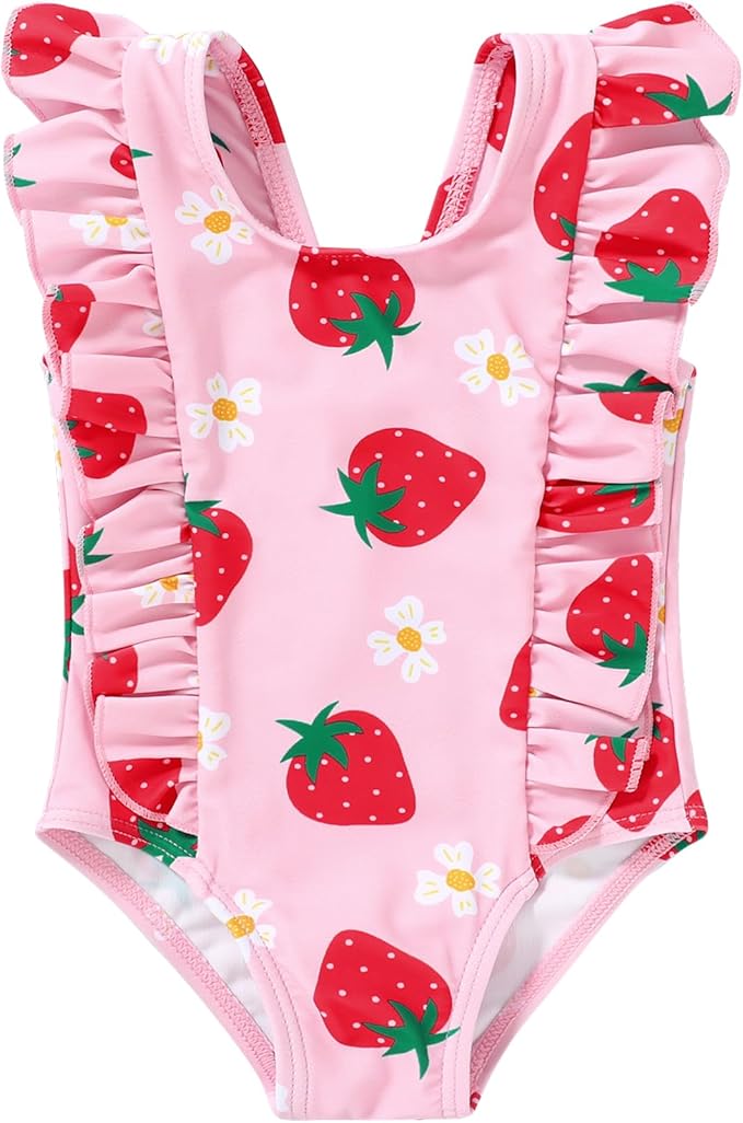 Happy Town One-Piece Infant Toddler Baby Girl Summer Swimsuit Watermelon Leopard Ruffle Swimwear Bikini Bathing Suit