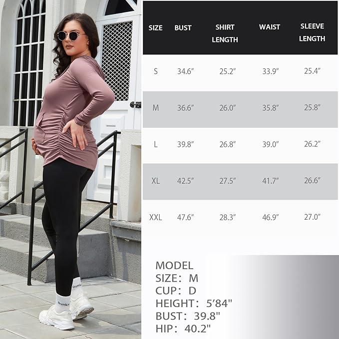 GINKANA Maternity Hoodie Long Sleeves Shirts Casual Maternity Top Pregnancy Sweatshirt Casual Clothes