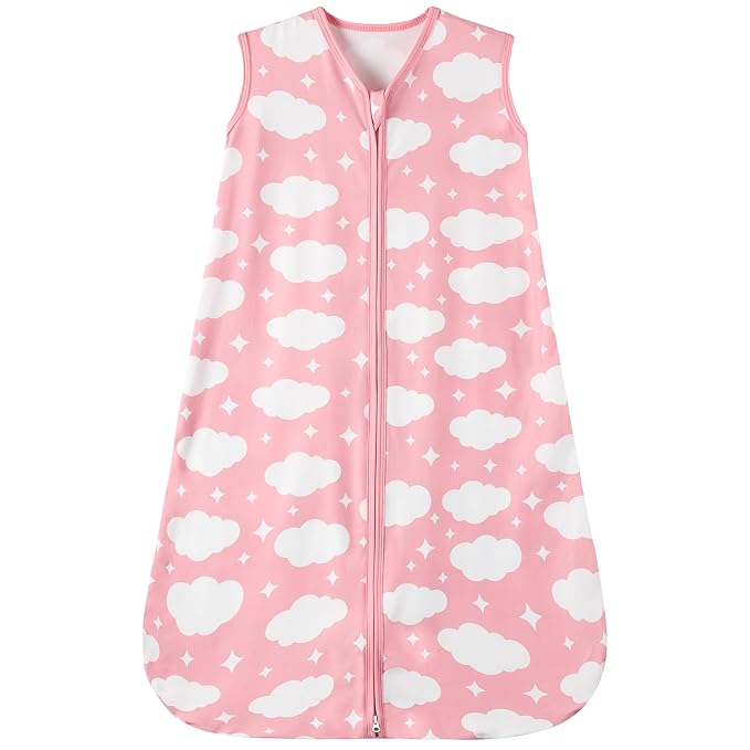 Baby Sleep Sack 0-6 Months Baby Wearable Blanket 100% Rayon Cotton 2-Way Zipper Toddler Sleeping Sack，Comfy Soft Lightweight TOG 0.3（Cloud）