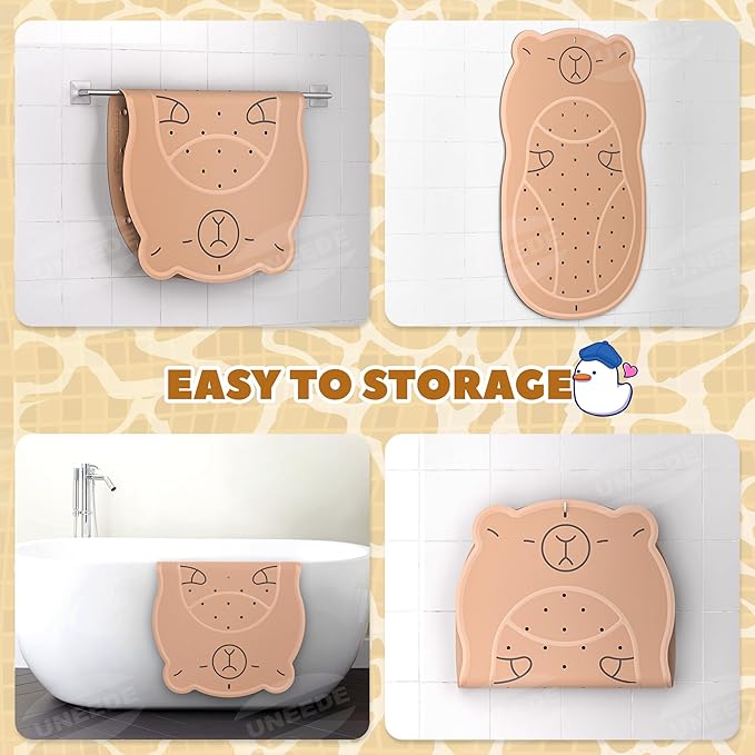 UNEEDE Kids Bathtub Mat Non Slip Shower Mat for Toddlers, Washable Anti Slip Tub Surface, Soft Rubber Mat for Bathtub Shower, Waterproof Bathtub Essentials for Children