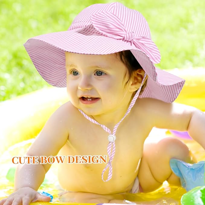 Baby Girl Sun Hat Summer Foldable Beach Hats with UPF50+ Sun Protection Wide Brim Toddler Bucket Hat Cap