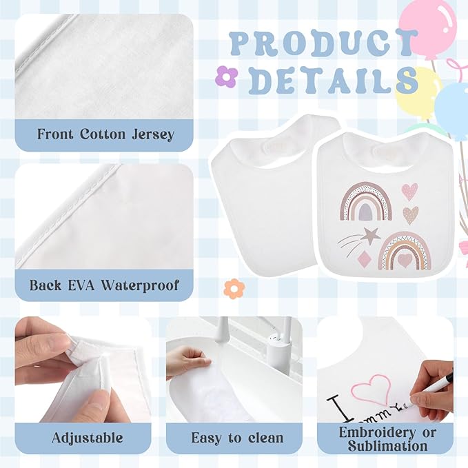 Toulite 80 Pcs White Bibs for Baby Washable Reusable Waterproof Cotton Feeder Bibs with Double Sided Design for Baby Shower Activity and Gifts