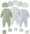 Fashion Baby Boy Girl Clothing Set Cotton Soft 3-Piece Long Sleeve Button Rompers 5-Pack Hats&Gloves Infant Clothes