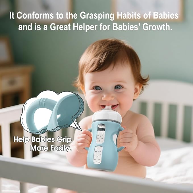 3PCS Philips Avent Glass Bottle Silicone Sleeves with Handles, Compatible with Philips Avent Glass Bottles 4 oz, Suitable for Avent Baby Bottles 4 oz, and Easy to Clean