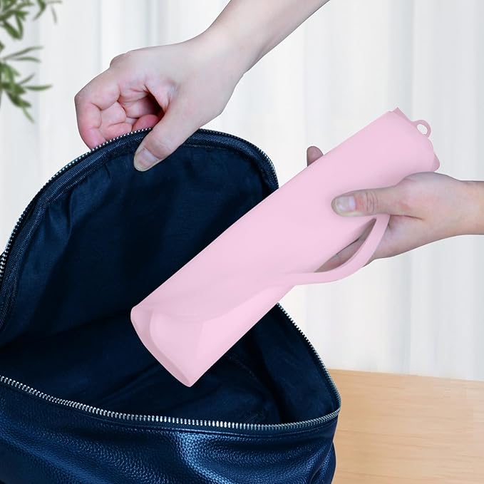 Silicone Microwave Steam Sterilizer Bag for Baby Bottles, Reusable Sterilizing Bag for Pump Parts and Toddler Accessories, Easy to Use Sterilizer Bags Perfect for Home and Travel, Pink& White (2PC)