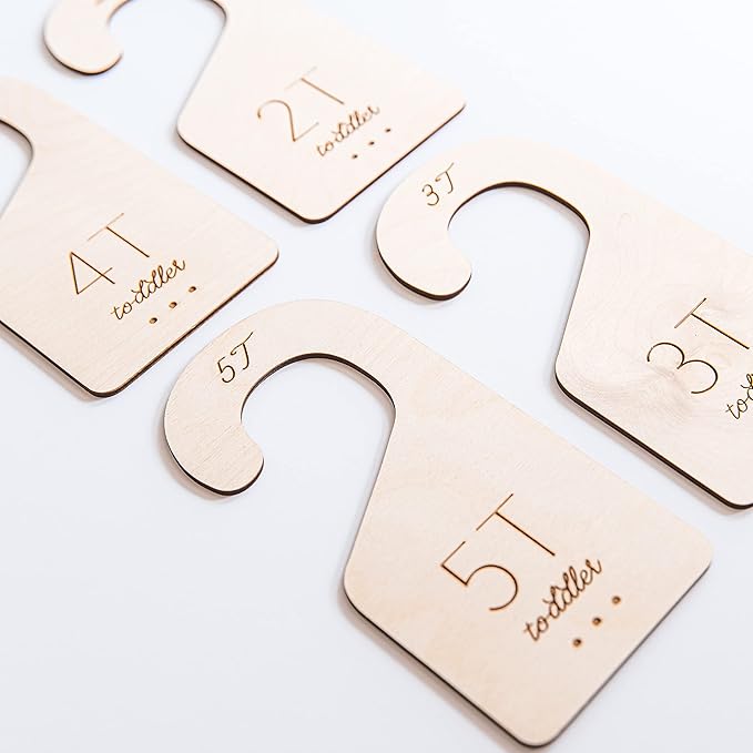 Loft Toddler Closet Dividers Durable Birch Kids Closet Organizer Timeless Etched Design for 2T-5T (Set of 4)