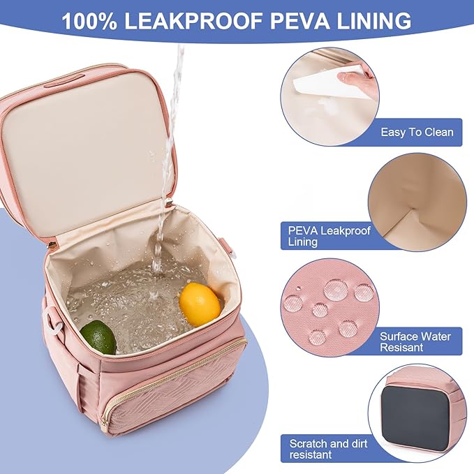 Insulated Breastmilk Cooler Bag with Ice Pack - Holds 6x9oz Bottles, Leakproof Double Layer, Bottle Cooler Bag with Adjustable Strap for Nursing Moms, Daycare & Travel