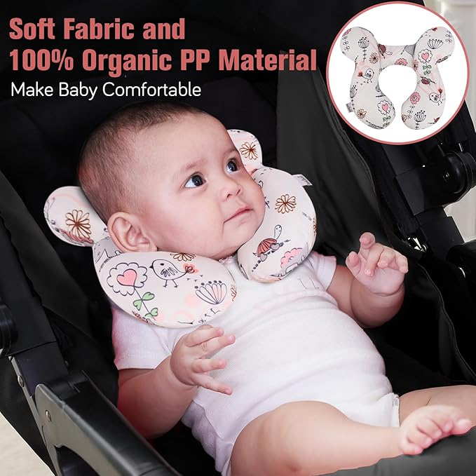 KAKIBLIN Baby Neck Pillow, Upgraded Baby Support Pillow,Babies Head Pillow,Neck Support Pillow for for Car Seat,Pushchair,Travel (Hippo)