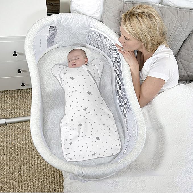 Premium Soft Cotton Swaddle Blanket Sleep Sack Arms Up 2 Packs 6-12 Months, Hands Up 3-Way Transitions to Arms-Free Wearable Sleeping Sack Bag for Babies Boys Girls Snug Fit Calms Startle Reflex