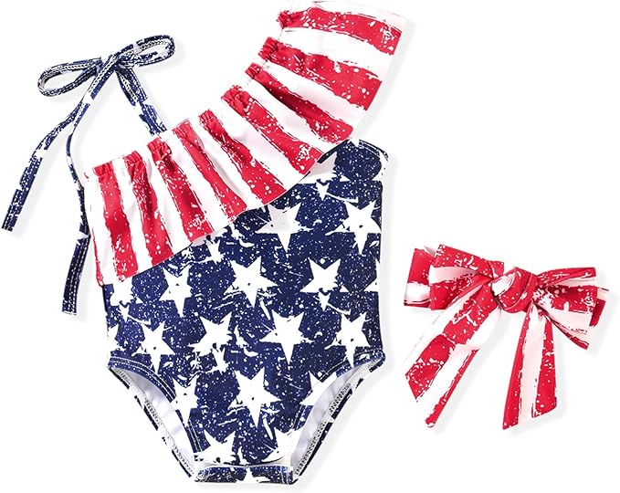 Toddler Baby Girls Ruffles Bikini One Piece Swimsuits Floral Off Shoulder Swimwear Beach Bathing Suit