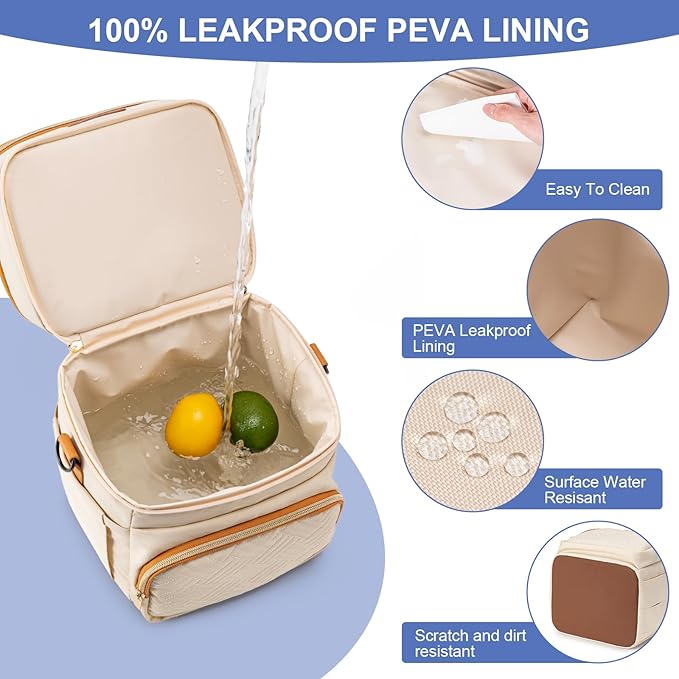 Insulated Breastmilk Cooler Bag with Ice Pack - Holds 6x9oz Bottles, Leakproof Double Layer, Bottle Cooler Bag with Adjustable Strap for Nursing Moms, Daycare & Travel