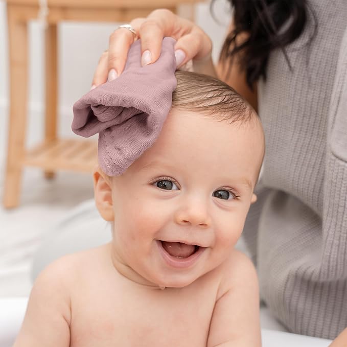 Comfy Cubs Muslin Baby Washcloths 10 Pack - Soft 6-Layer Cotton Wash Cloths for Sensitive Skin - 10"x10" Large, Gentle, Absorbent Infant Essentials for Newborn and Toddlers - Multicolor