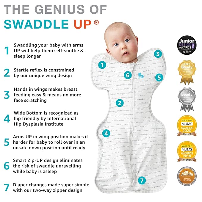 Love to Dream Swaddle UP, Baby Sleep Sack, Self-Soothing Swaddles for Newborns, Improves Sleep, Snug Fit Helps Calm Startle Reflex, New Born Essentials for Baby, 1.0 TOG, 13-19 lbs, Rainbow Dream