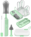 Electric Baby Bottle Brush Cleaner, Baby Travel Bottle Cleaner Kit- 2000mAh Rechargeable Silicone Brush, Drying Rack, Compact Storage Box, 360° Efficient Cleaning Bottle Brush for Home & On-The-Go