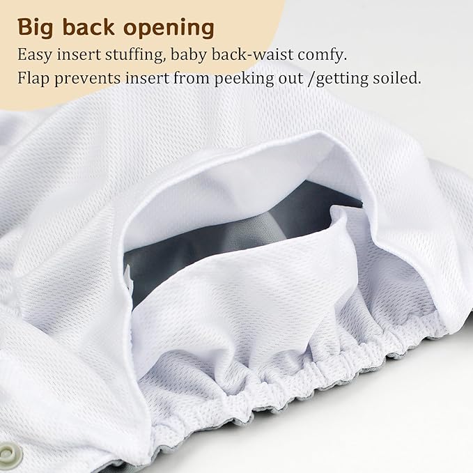 Mama Koala 3.0 Pocket Cloth Diapers for Babies with AWJ Lining, 6 Pack with 6 4-Layer Natural Cloth Diaper Inserts - Reusable and Washable Pocket Diapers(Hardworking Bees)