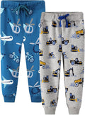 LOKTARC 2 Pack Boys Drawstring Sweatpants Cute Pattern Cotton Sport Jogger Pants