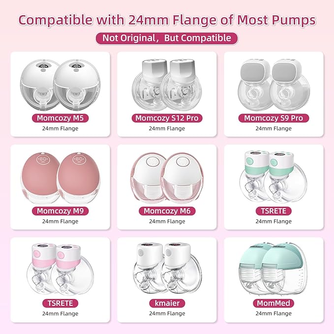 Flange Inserts 20mm 8PCS,Wearable Breast Pump Parts Compatible with Momcozy S12 pro/S9 pro/S12/S9/Medela/Spectra/TSRETE 24mm Breast Pump Shields/Flanges,Reduce 24mm Nipple Tunnel Down to 20mm