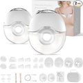 Hands Free Breast Pump, Wearable Breastfeeding Pump, Portable Electric Breast Pump with 4 Modes & 12 Suction Levels, Soft Doublefit Flange Inserts 19/21/24mm, Low Noise, Smart Display, 2-Pack