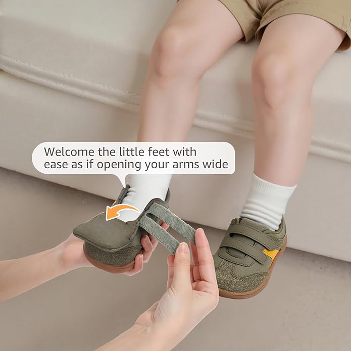 Toddler Wide Toe Box Barefoot Shoes Boys Girls Sneakers Zero Drop Kid Tennis Running Shoes Lightweight Non-Slip Comfortable Infant First Walking Shoe Outdoor Activities School