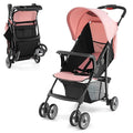 HONEY JOY Lightweight Stroller, Compact Travel Stroller for Airplane, Toddler Fold Pushchair w/Adjustable Canopy & Backrest, Storage Basket, Umbrella Stroller for Infants (Pink)