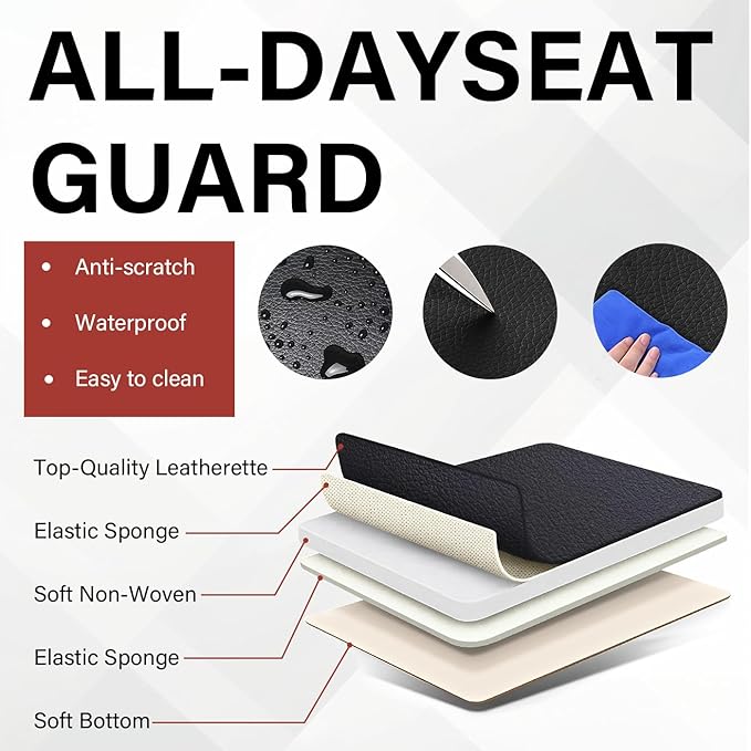 Leather Car Seat Covers Fit for LR Defender 2020-2025, 5 Seater Waterproof and Wear-Resistant Seat Cover Interior Accessories(Full Set,Black&Red)