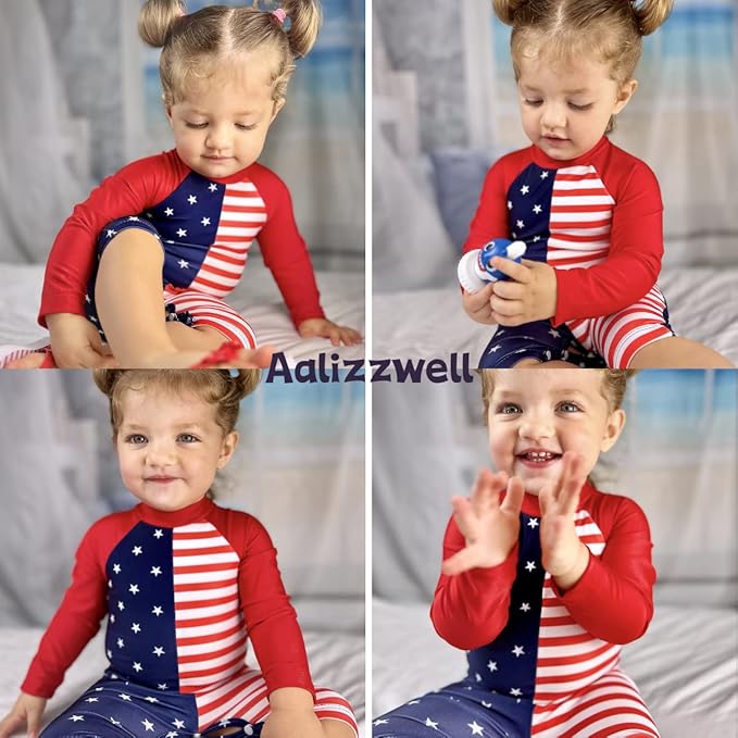 Aalizzwell Baby Girls Long Sleeve One Piece Bathing Suit with Hat