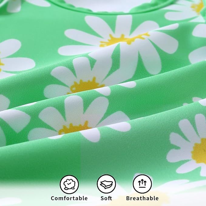 YOUNGER TREE Infant Baby Girls Swimsuit Long Sleeve Swimsuits One Piece Swimsuit Solid Color Bathing Suit with Hat, UPF 50+