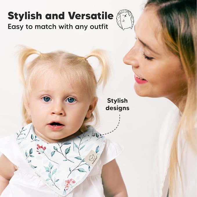 10-Pack Organic Baby Bandana Bibs for Girls - Super Absorbent Triangle Baby Bibs for Drooling and Teething Infant, 100% Cotton Extra Soft for Newborn, Infant 0-36 Months (Tea Party)