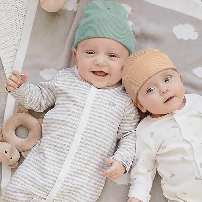 DRESHOW BQUBO 6 Pack Baby Newborn Hats Set for Unisex Infant Newborn Toddler Soft Beanie Hat for Boys Girls 0-24 Months