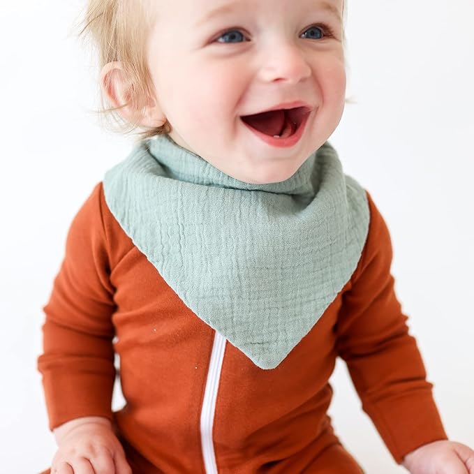 Konssy Muslin Baby Bibs 10 Pack Baby Bandana Drool Bibs 100% Cotton for Unisex Boys and Girls, Soft Absorbent Set for Teething and Drooling