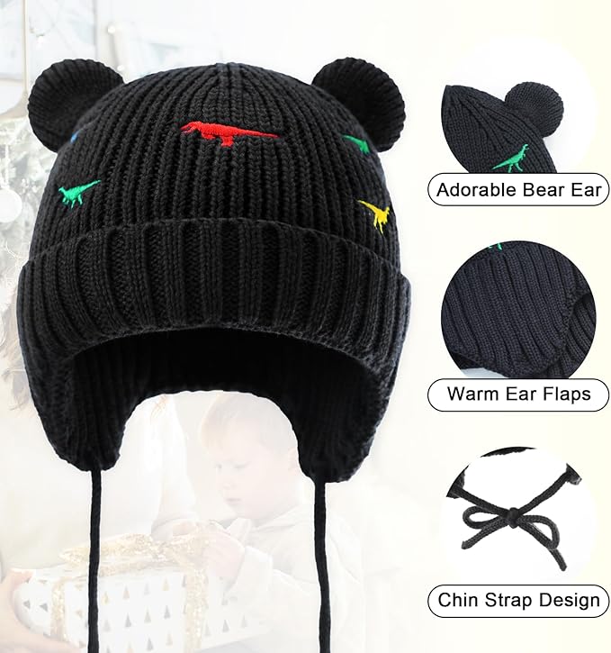 XIAOHAWANG Baby Hat Cute Bear Toddler Earflap Beanie Warm for Fall Winter