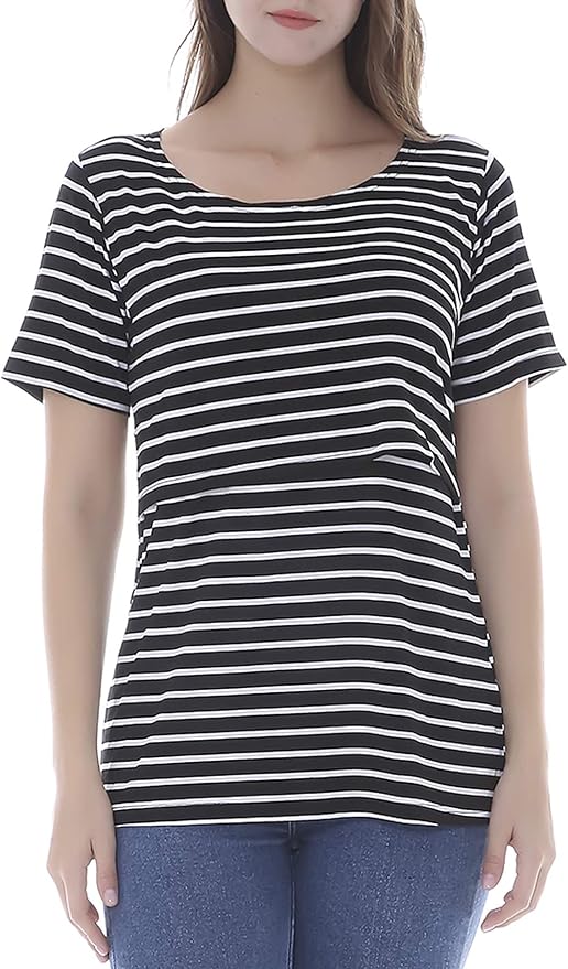 Smallshow Women's Maternity Nursing Tops Short Sleeve Breastfeeding Clothes