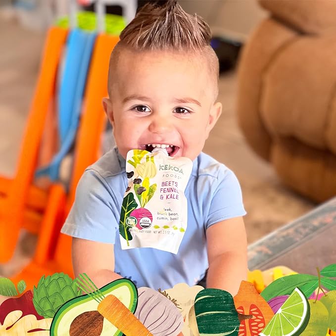 Kekoa Foods Beets, Fennel & Kale Baby Food Purée | 100% USDA Certified-Organic, No Sugar Added | Organic, Non-GMO, Gluten-Free, Vegan | Nutrient-Rich Blend with Leeks & Black Beans | 3.5 oz